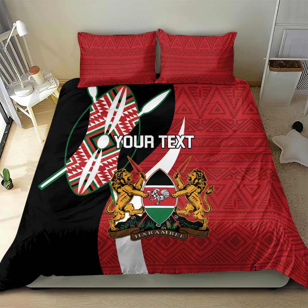 Custom Kenya Football Bedding Set Maasai Shield Coat Of Arms Style