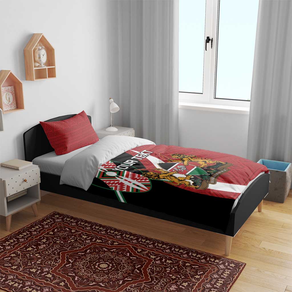 Custom Kenya Football Bedding Set Maasai Shield Coat Of Arms Style