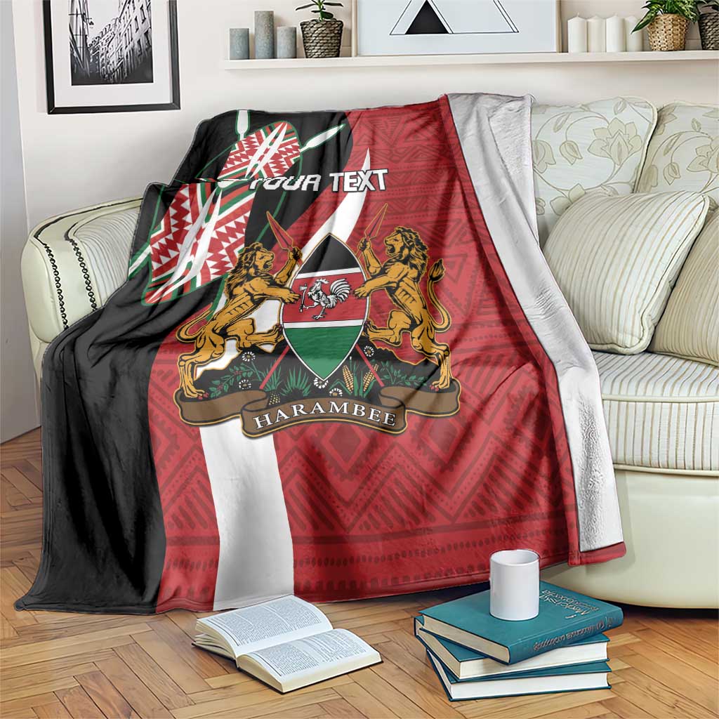 Custom Kenya Football Blanket Maasai Shield Coat Of Arms Style