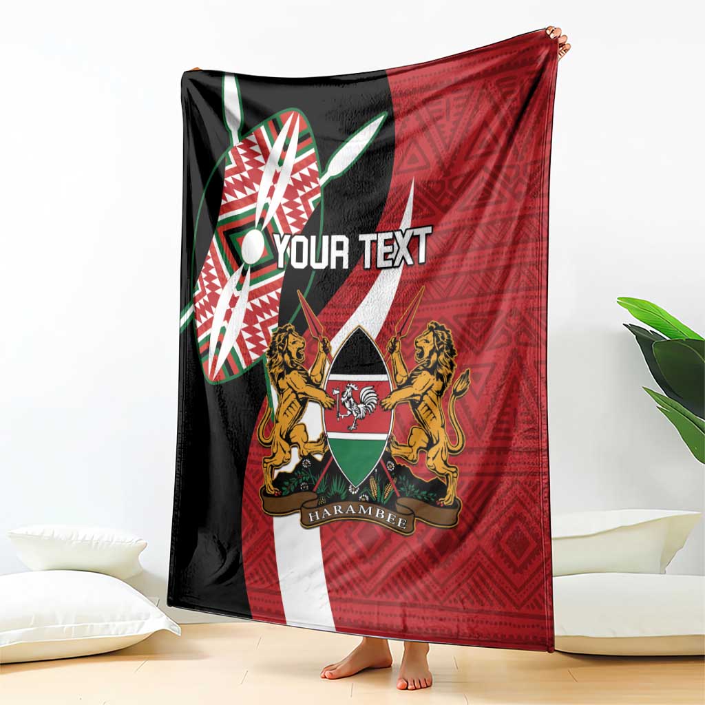 Custom Kenya Football Blanket Maasai Shield Coat Of Arms Style