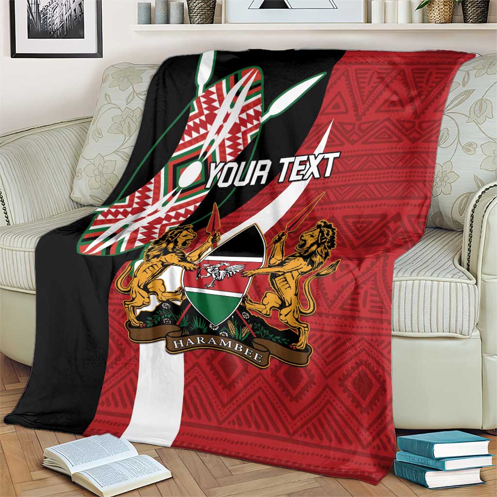 Custom Kenya Football Blanket Maasai Shield Coat Of Arms Style