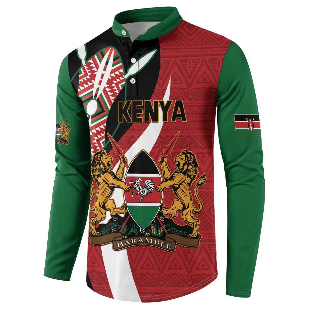 Custom Kenya Football Button Sweatshirt Maasai Shield Coat Of Arms Style
