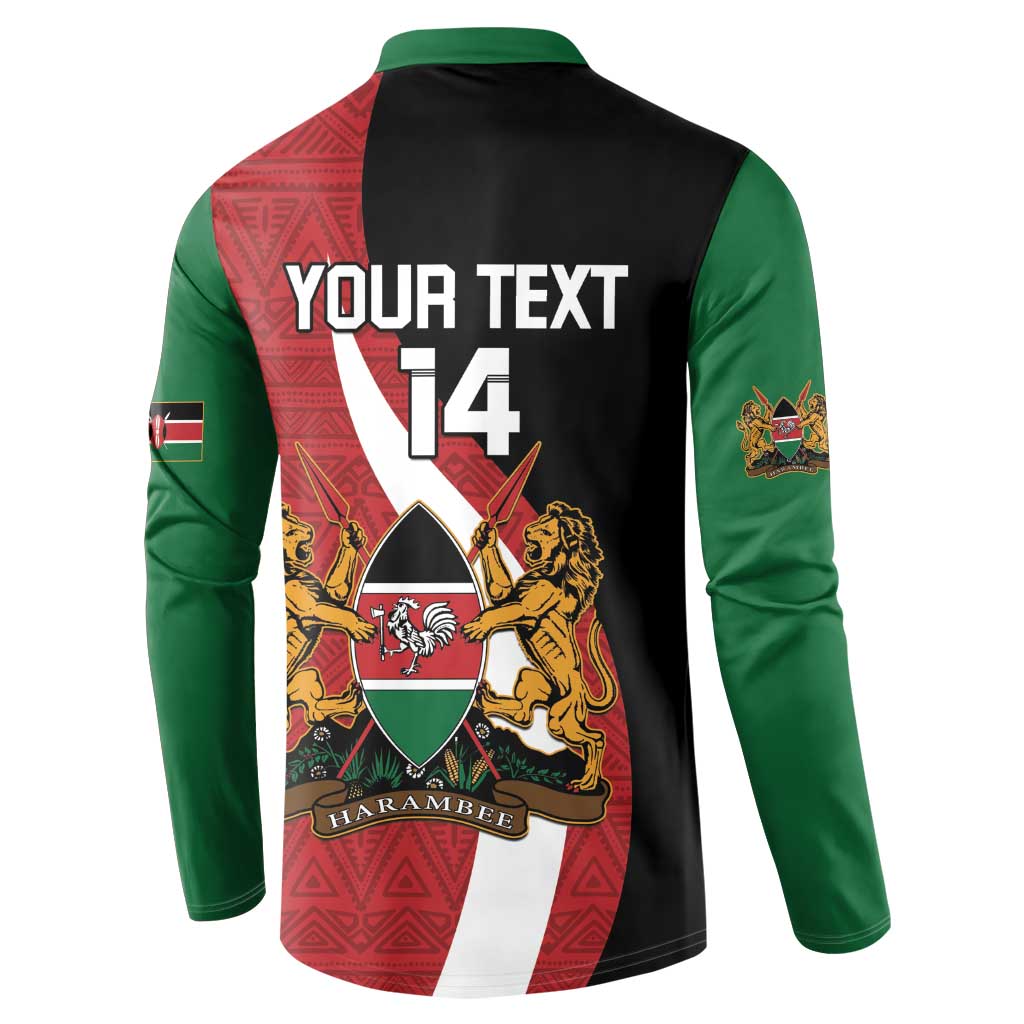 Custom Kenya Football Button Sweatshirt Maasai Shield Coat Of Arms Style