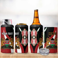 Custom Kenya Football 4 in 1 Can Cooler Tumbler Maasai Shield Coat Of Arms Style