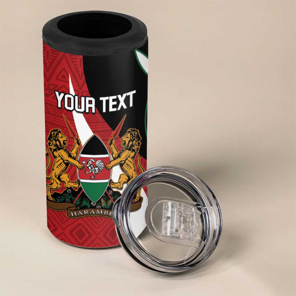 Custom Kenya Football 4 in 1 Can Cooler Tumbler Maasai Shield Coat Of Arms Style