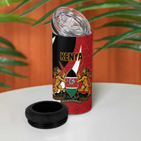 Custom Kenya Football 4 in 1 Can Cooler Tumbler Maasai Shield Coat Of Arms Style