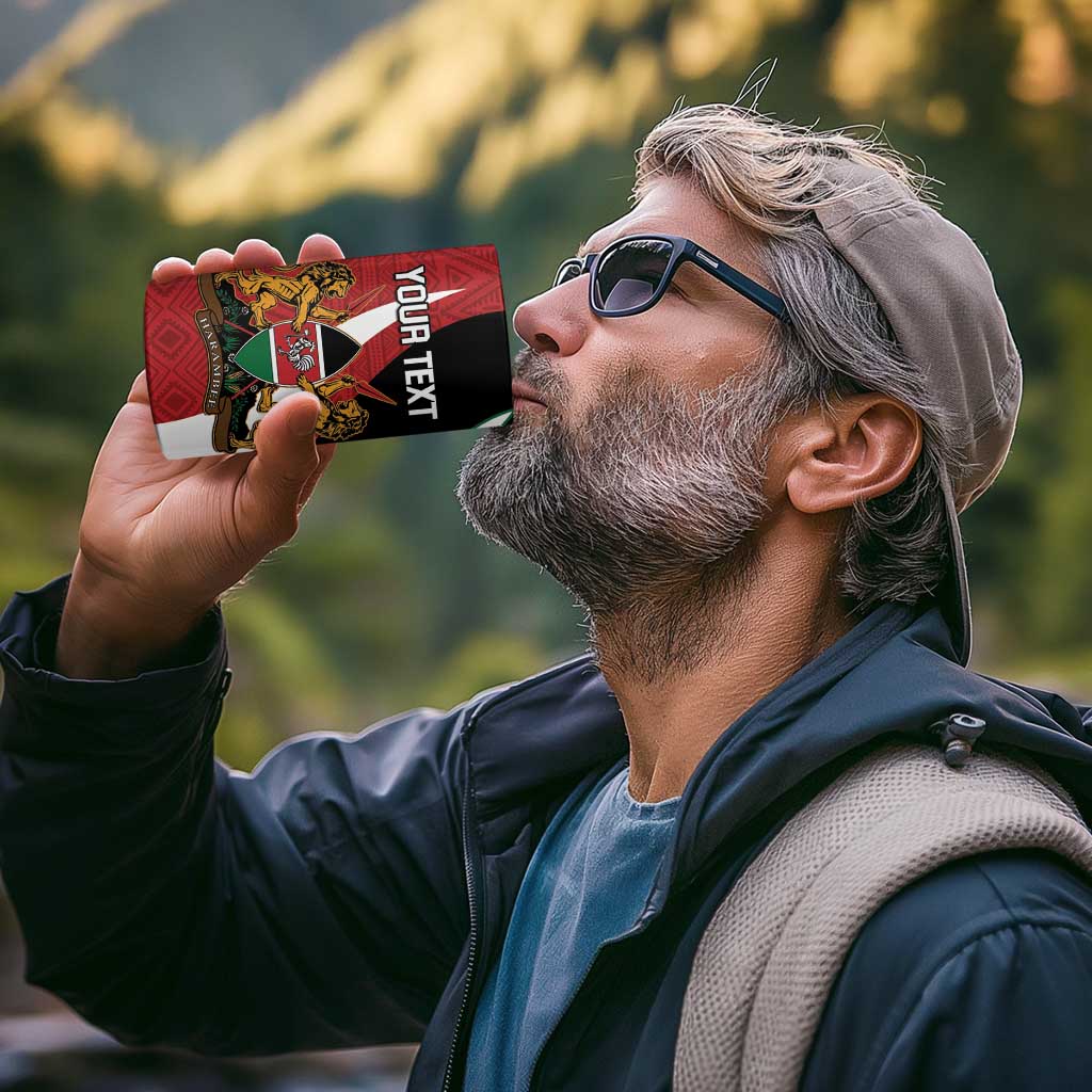 Custom Kenya Football 4 in 1 Can Cooler Tumbler Maasai Shield Coat Of Arms Style