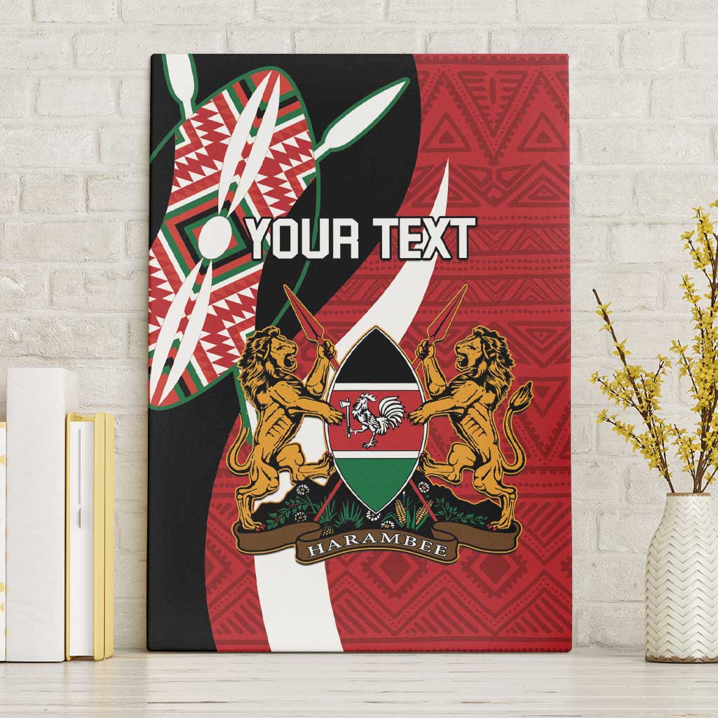 Custom Kenya Football Canvas Wall Art Maasai Shield Coat Of Arms Style