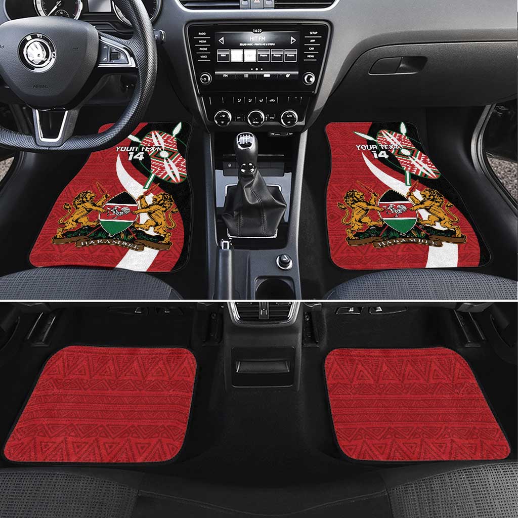 Custom Kenya Football Car Mats Maasai Shield Coat Of Arms Style
