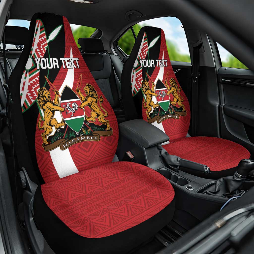 Custom Kenya Football Car Seat Cover Maasai Shield Coat Of Arms Style