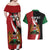 Custom Kenya Football Couples Matching Off Shoulder Maxi Dress and Hawaiian Shirt Maasai Shield Coat Of Arms Style