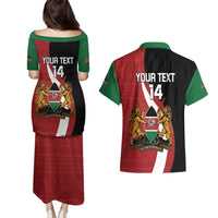 Custom Kenya Football Couples Matching Puletasi and Hawaiian Shirt Maasai Shield Coat Of Arms Style