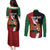 Custom Kenya Football Couples Matching Puletasi and Long Sleeve Button Shirt Maasai Shield Coat Of Arms Style