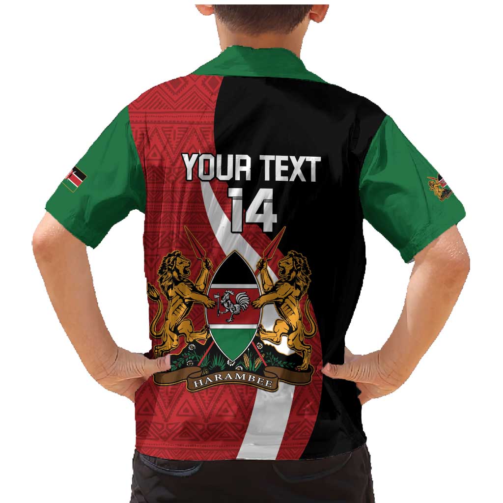 Custom Kenya Football Family Matching Mermaid Dress and Hawaiian Shirt Maasai Shield Coat Of Arms Style