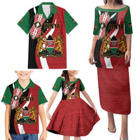 Custom Kenya Football Family Matching Puletasi and Hawaiian Shirt Maasai Shield Coat Of Arms Style