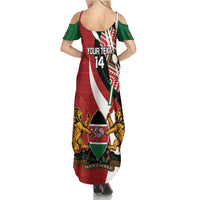 Custom Kenya Football Family Matching Summer Maxi Dress and Hawaiian Shirt Maasai Shield Coat Of Arms Style