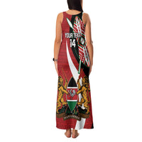 Custom Kenya Football Family Matching Tank Maxi Dress and Hawaiian Shirt Maasai Shield Coat Of Arms Style