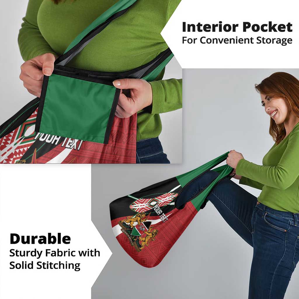 Custom Kenya Football Grocery Bag Maasai Shield Coat Of Arms Style