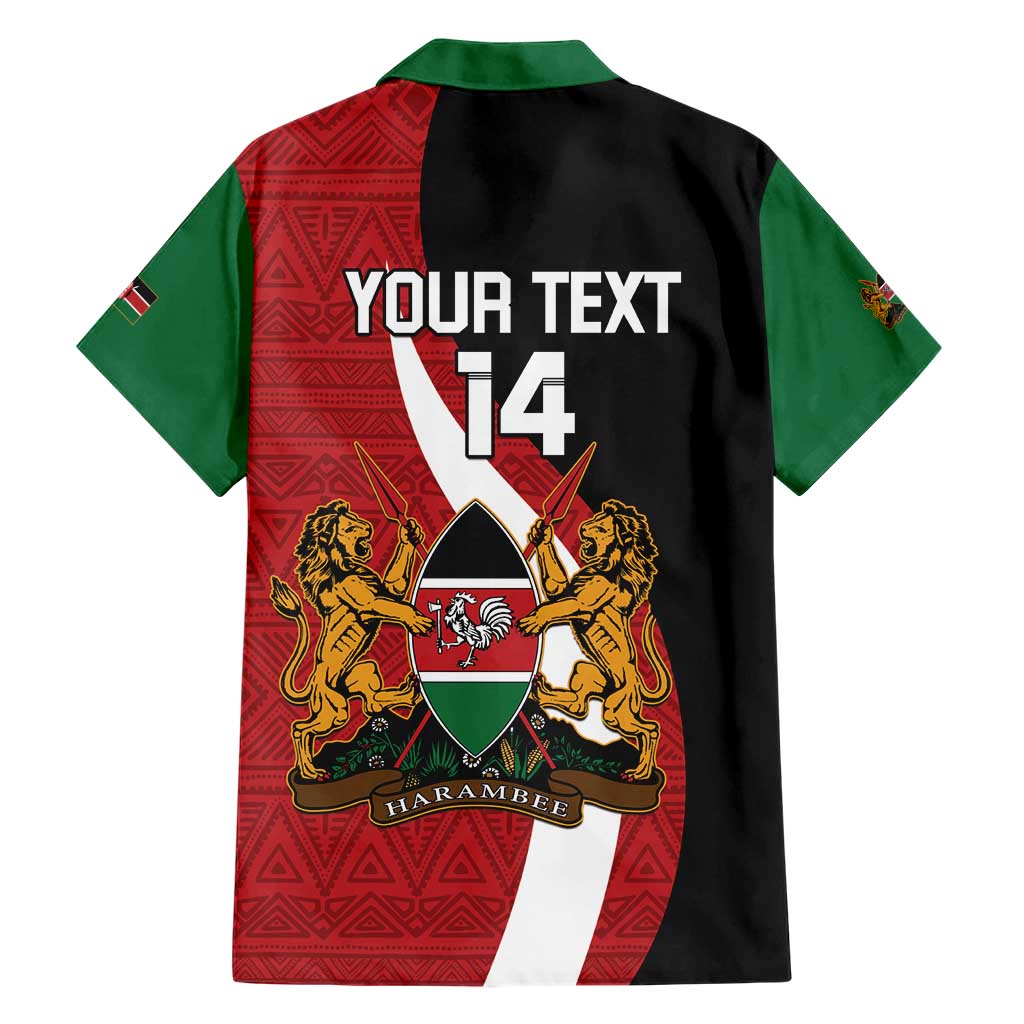 Custom Kenya Football Hawaiian Shirt Maasai Shield Coat Of Arms Style