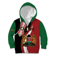 Custom Kenya Football Kid Hoodie Maasai Shield Coat Of Arms Style