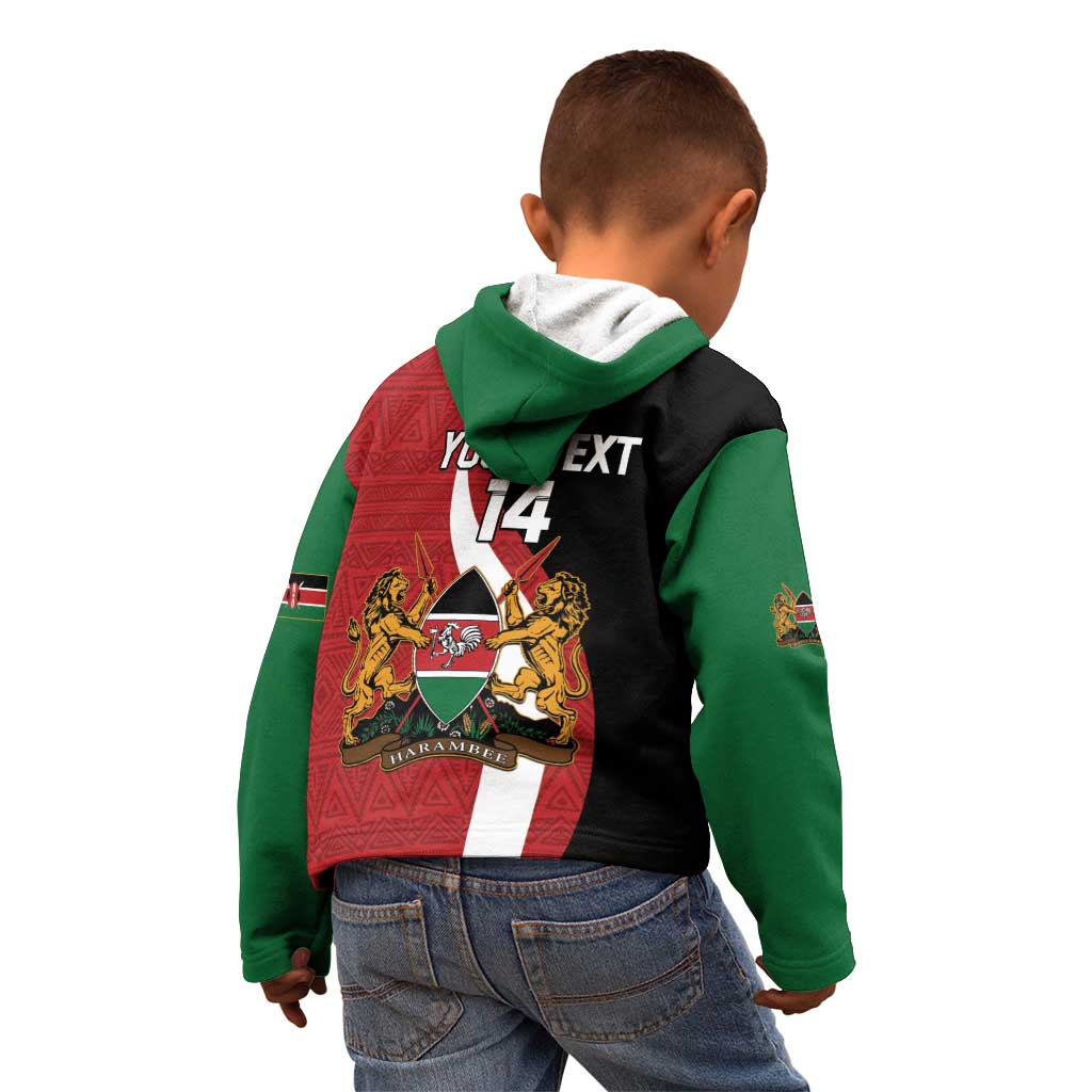 Custom Kenya Football Kid Hoodie Maasai Shield Coat Of Arms Style