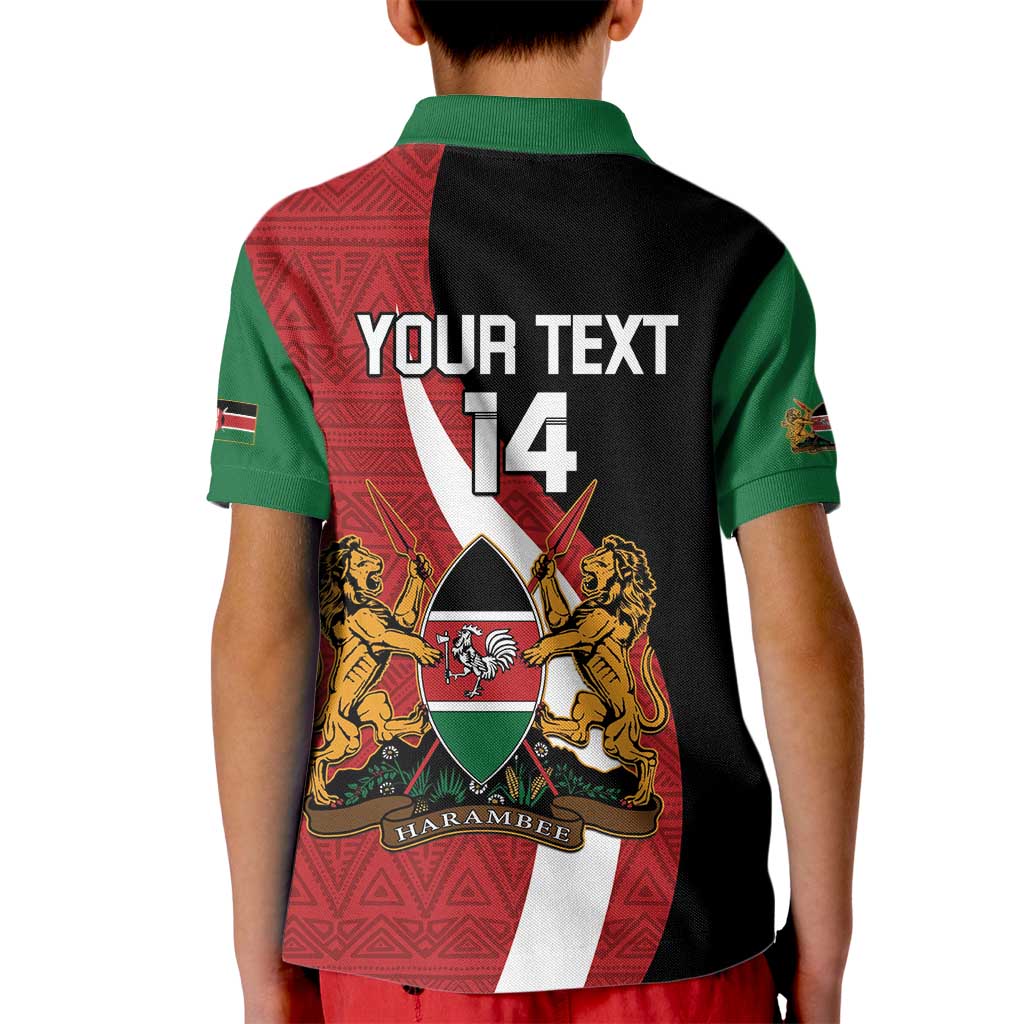Custom Kenya Football Kid Polo Shirt Maasai Shield Coat Of Arms Style