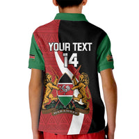 Custom Kenya Football Kid Polo Shirt Maasai Shield Coat Of Arms Style