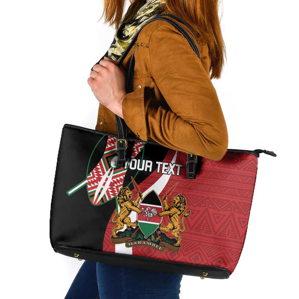 Custom Kenya Football Leather Tote Bag Maasai Shield Coat Of Arms Style