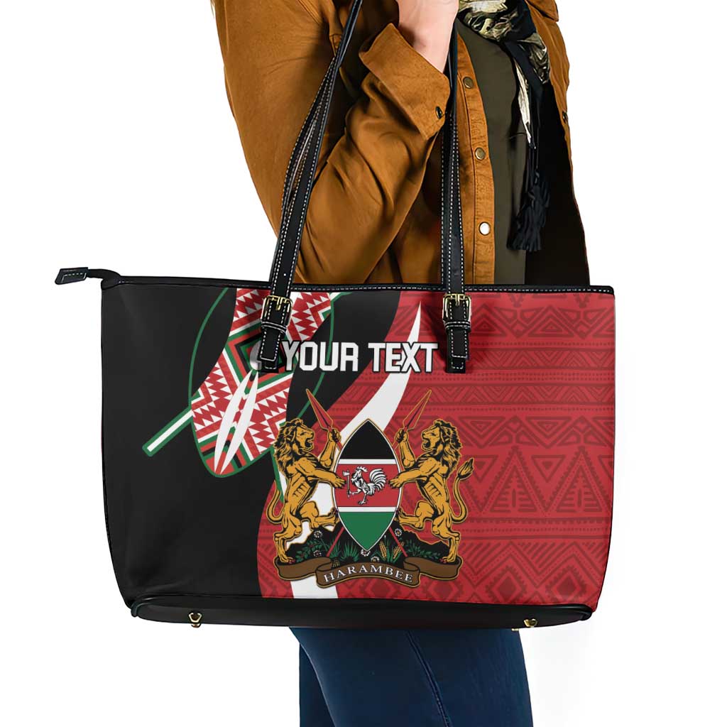 Custom Kenya Football Leather Tote Bag Maasai Shield Coat Of Arms Style