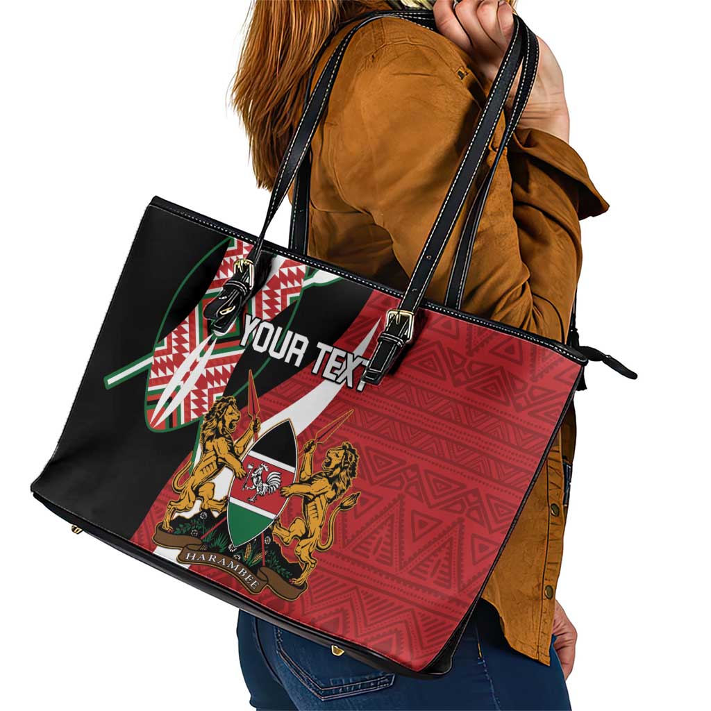 Custom Kenya Football Leather Tote Bag Maasai Shield Coat Of Arms Style