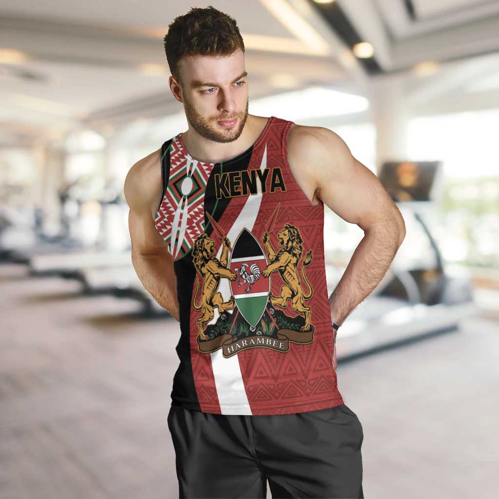 Custom Kenya Football Men Tank Top Maasai Shield Coat Of Arms Style