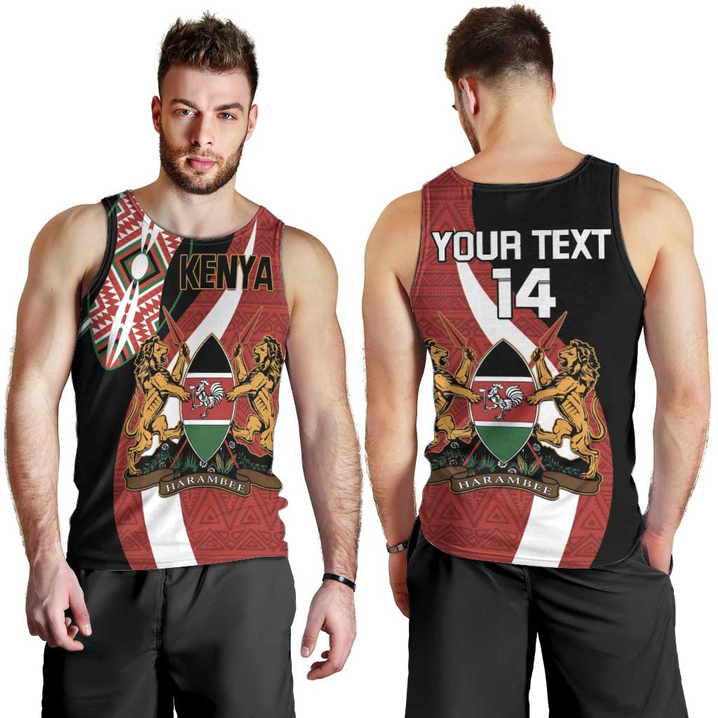 Custom Kenya Football Men Tank Top Maasai Shield Coat Of Arms Style