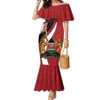 Custom Kenya Football Mermaid Dress Maasai Shield Coat Of Arms Style
