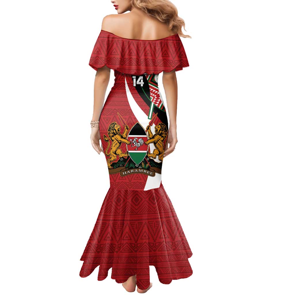 Custom Kenya Football Mermaid Dress Maasai Shield Coat Of Arms Style