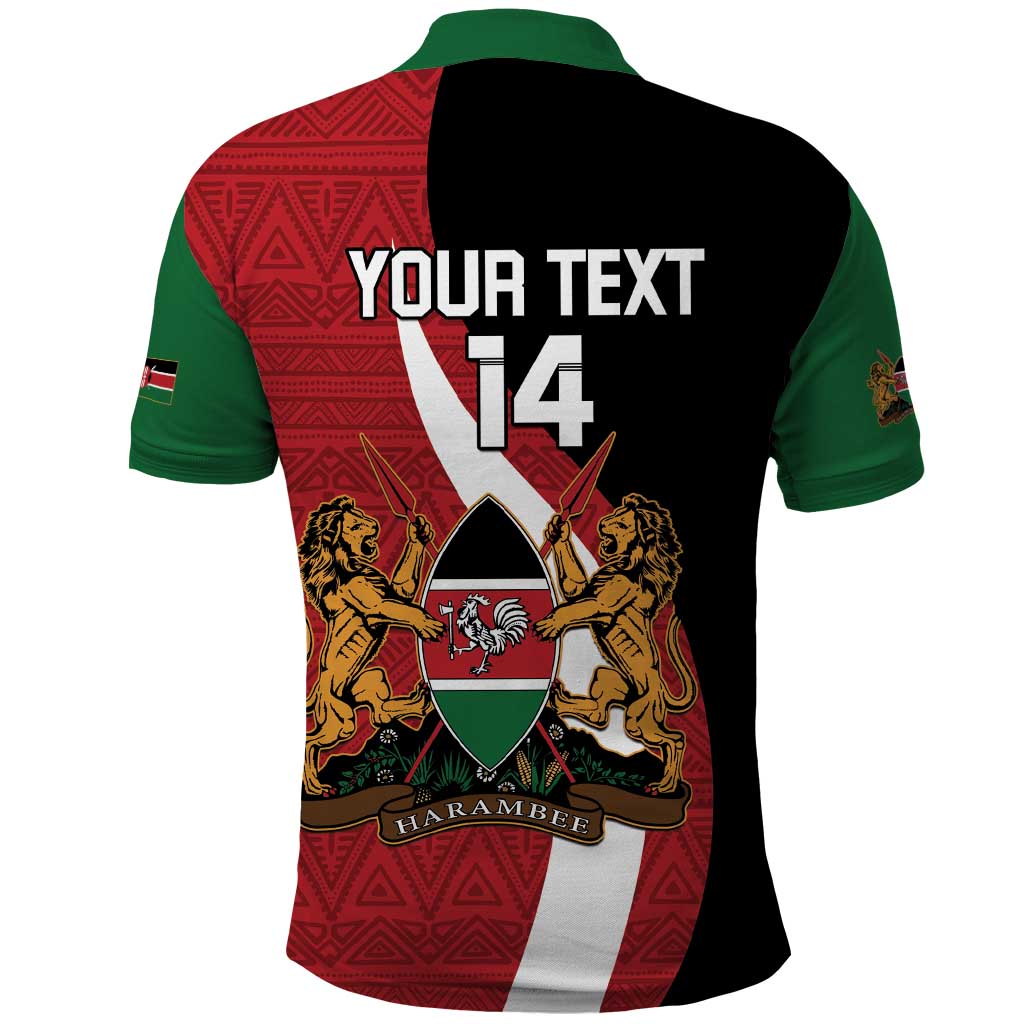 Custom Kenya Football Polo Shirt Maasai Shield Coat Of Arms Style