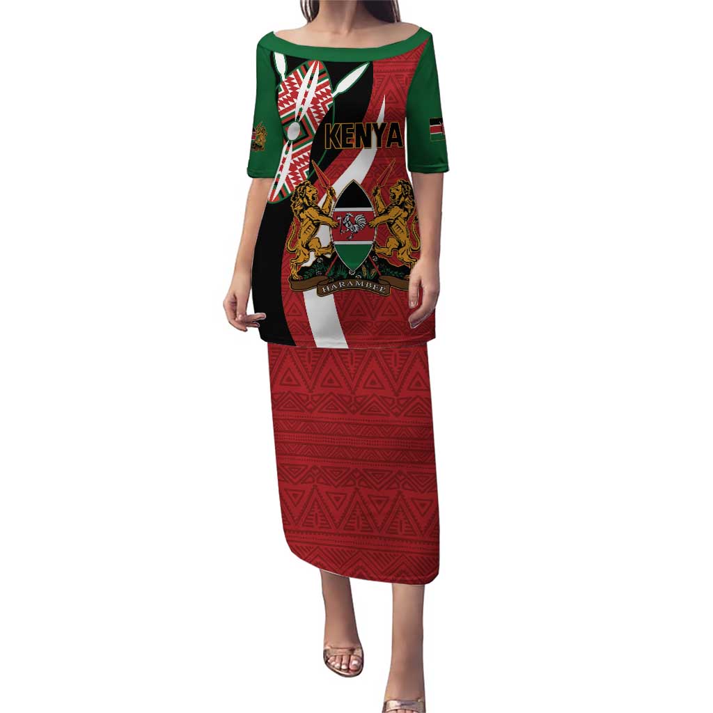 Custom Kenya Football Puletasi Maasai Shield Coat Of Arms Style