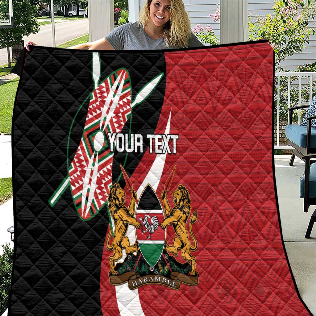 Custom Kenya Football Quilt Maasai Shield Coat Of Arms Style