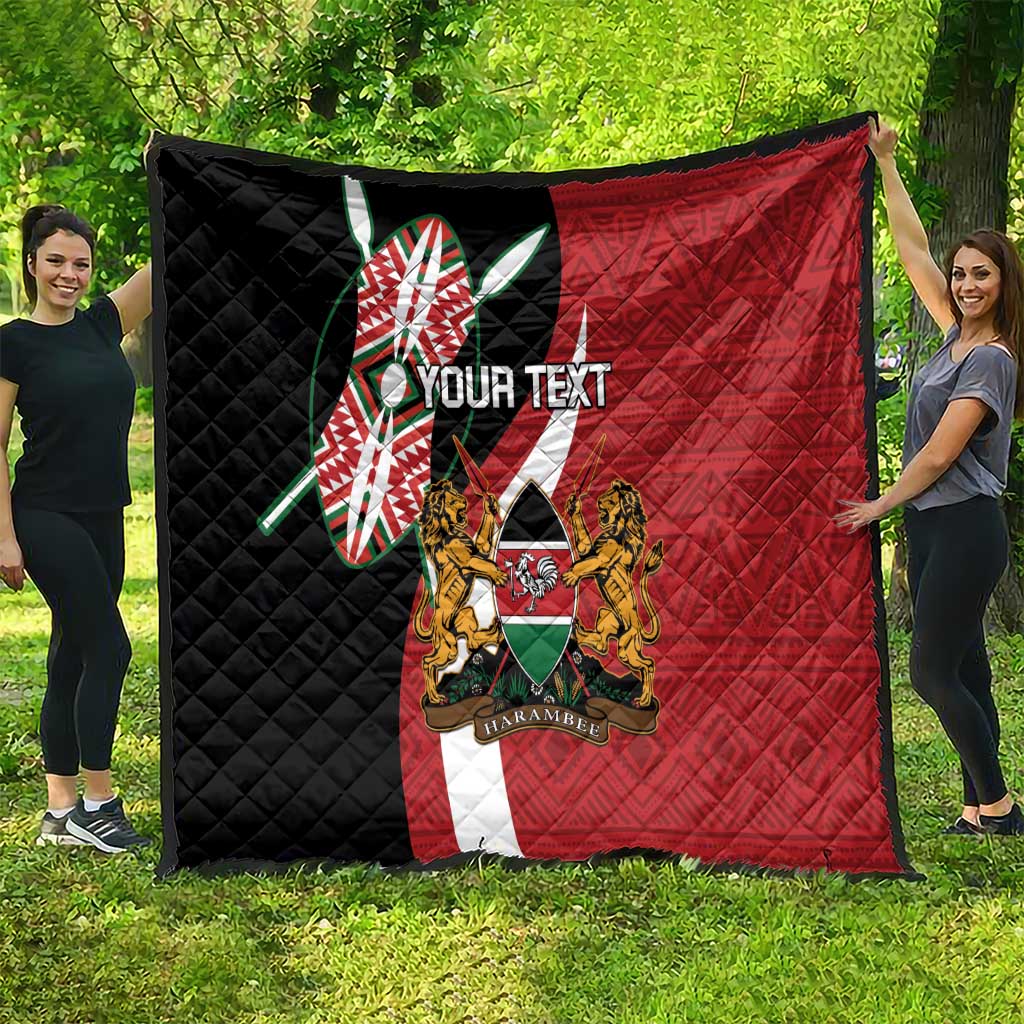 Custom Kenya Football Quilt Maasai Shield Coat Of Arms Style
