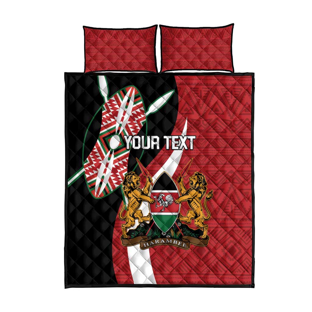 Custom Kenya Football Quilt Bed Set Maasai Shield Coat Of Arms Style