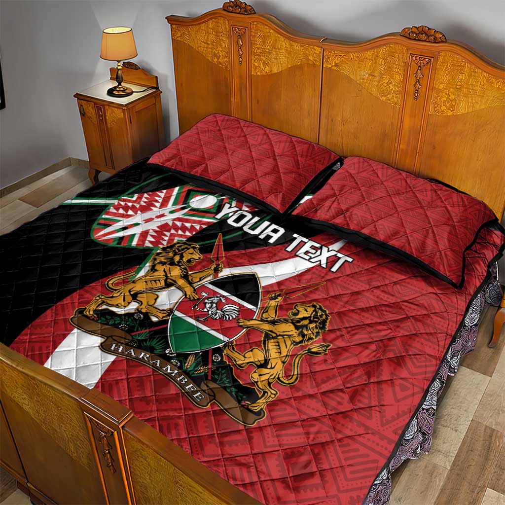 Custom Kenya Football Quilt Bed Set Maasai Shield Coat Of Arms Style