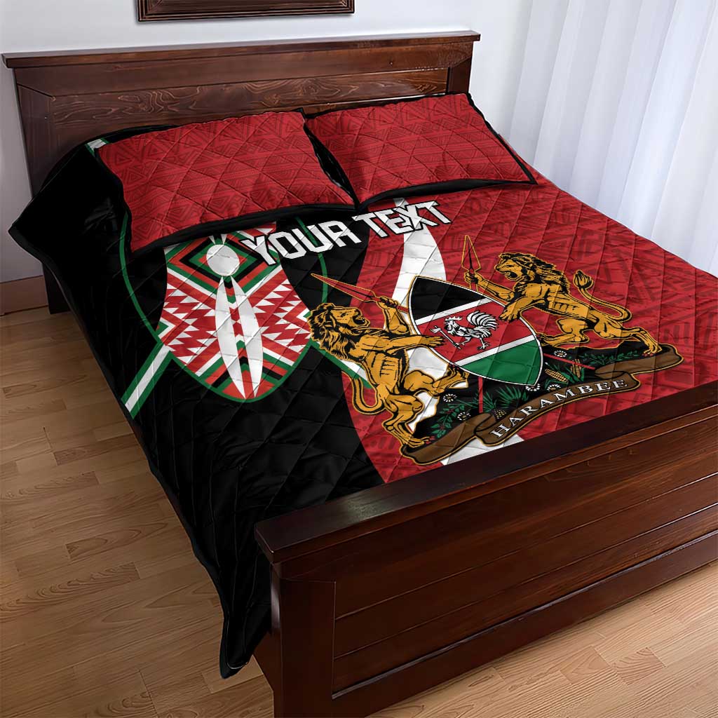Custom Kenya Football Quilt Bed Set Maasai Shield Coat Of Arms Style