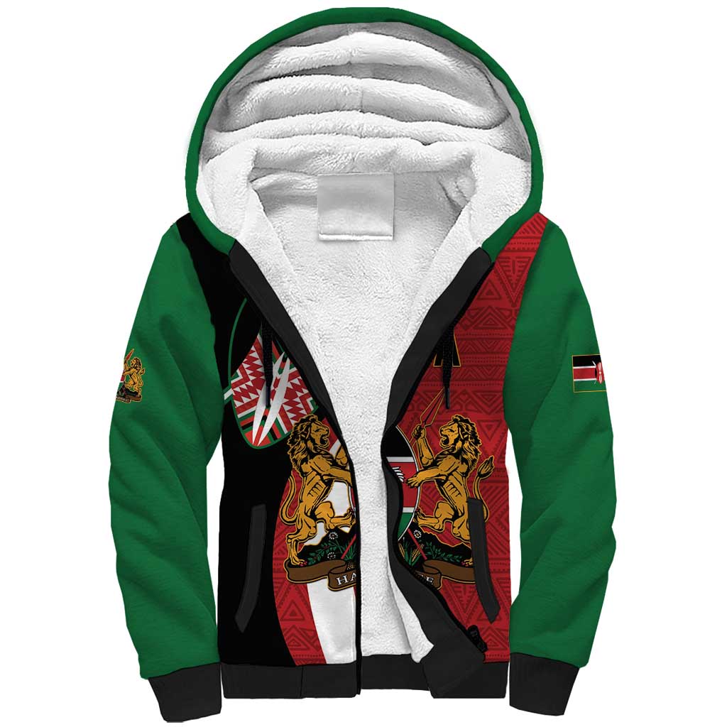 Custom Kenya Football Sherpa Hoodie Maasai Shield Coat Of Arms Style