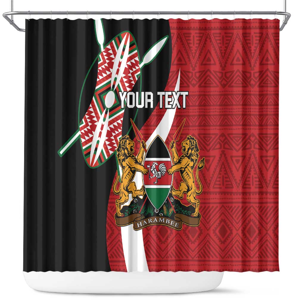Custom Kenya Football Shower Curtain Maasai Shield Coat Of Arms Style