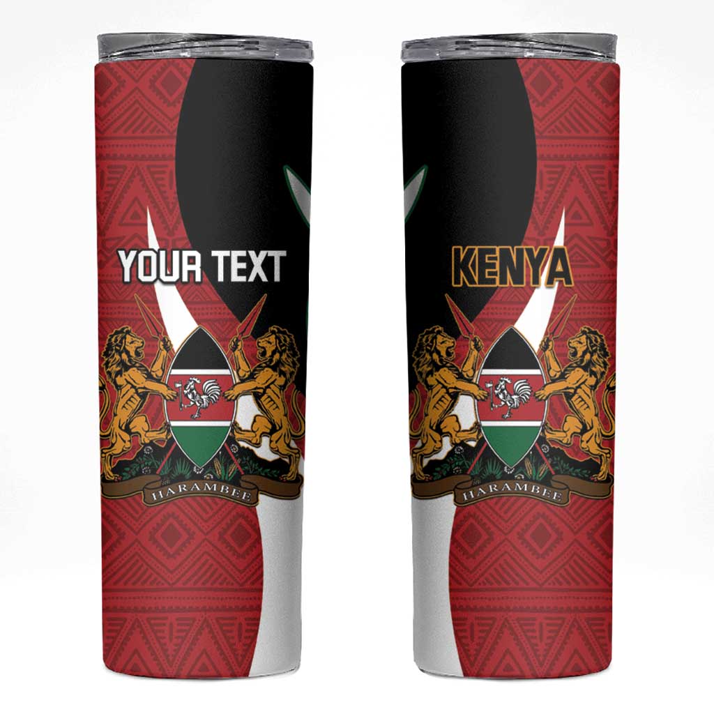 Custom Kenya Football Skinny Tumbler Maasai Shield Coat Of Arms Style