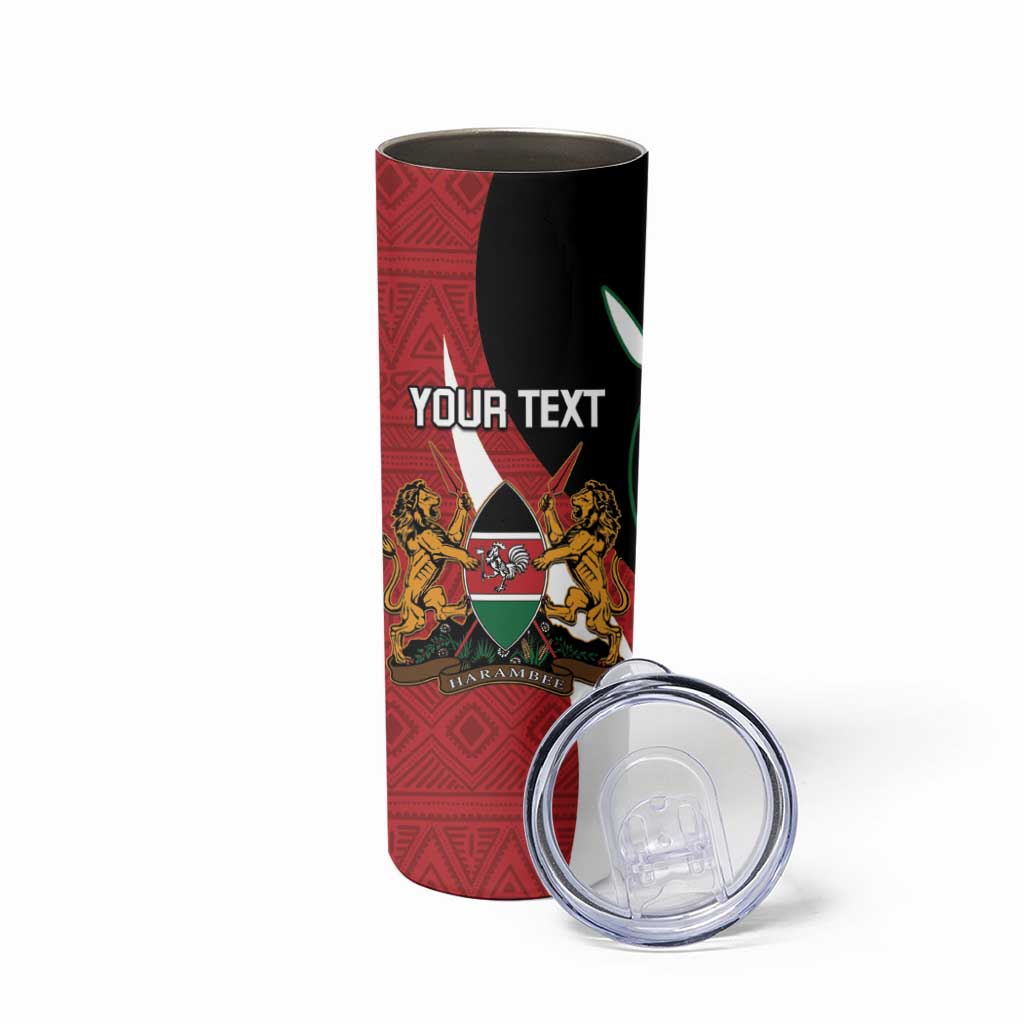 Custom Kenya Football Skinny Tumbler Maasai Shield Coat Of Arms Style