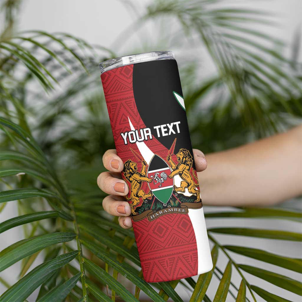 Custom Kenya Football Skinny Tumbler Maasai Shield Coat Of Arms Style