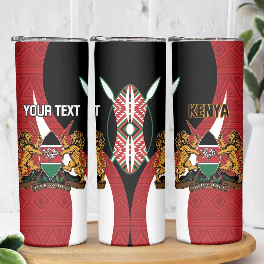 Custom Kenya Football Skinny Tumbler Maasai Shield Coat Of Arms Style