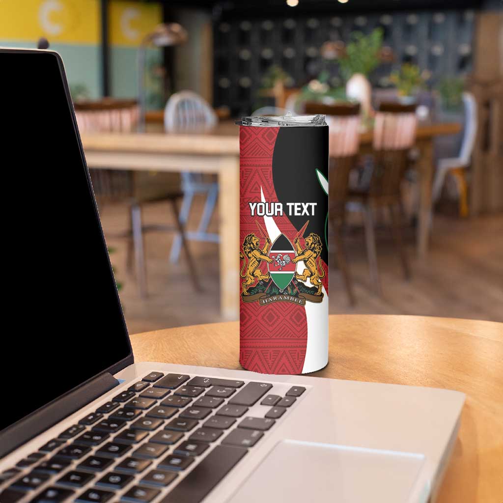 Custom Kenya Football Skinny Tumbler Maasai Shield Coat Of Arms Style