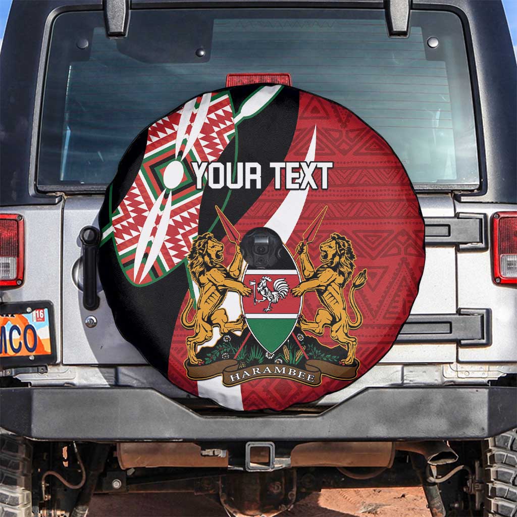 Custom Kenya Football Spare Tire Cover Maasai Shield Coat Of Arms Style