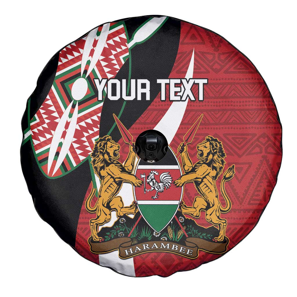 Custom Kenya Football Spare Tire Cover Maasai Shield Coat Of Arms Style